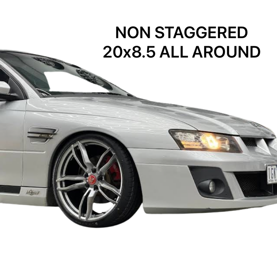 SV-RAPIERS FULL WHEEL & TYRE PACKAGE 20x8.5 ALL AROUND (NON-STAGGERED) ALL COMMODORE - DARK STAINLESS