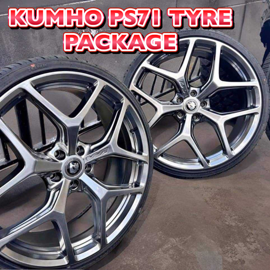 W1 GTSR FULL WHEEL & KUMHO PS71 TYRE PACKAGE 20x8.5 & 9.5 (STAGGERED) ALL COMMODORE - SHADOW CHROME