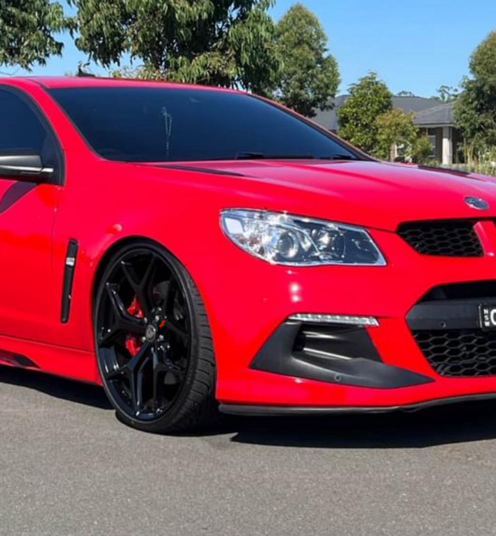 GTSR 22X9 FULL WHEEL & TYRE PACKAGE  ALL COMMODORE- GLOSS BLACK/ RED ENGRAVING